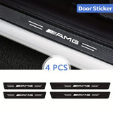 4pcs Car Door Plate Protective Stickers Carbon FiberLeather Car Sticker For Mercedes benz AMG W204 W212 W211 W124 W210 GLC CLA