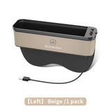 Car Seat Gap Organizer USB Charging Multifunction Storage Box For Mercedes-Benz A B C E V R-Class A45 C43 CLA GLA GLB GLC SLK SL