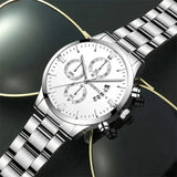 2024 New 40mm Men's Quartz Watches Stainless Steel Silver Business Sports Watches Watch for Men Montre Homme Relogio Masculino