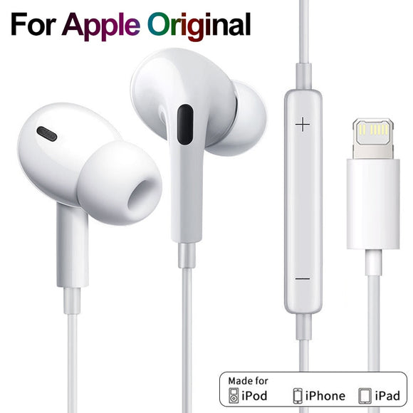 Original Headphones For Apple iPhone 14 13 12 11 Pro Max Wired Lightning Bluetooth Earphones In-Ear Headset Phone Accessories
